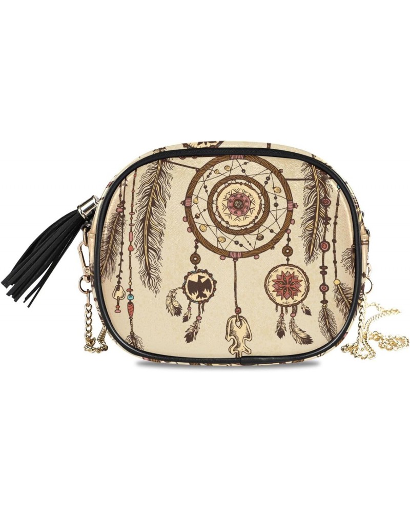 Women's Feathers Dream Catcher Boho Crossbody Bag Fashion Purses Bag Cross Body Bag Shoulder Handbag with Adjustable Chain St...