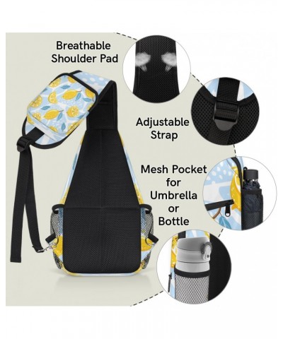 Pleasant Lemon Sling Bag Adjustable Sling Backpack Crossbody Shoulder Backpack Anti-theft Rope Chest Shoulder Daypack for Tra...