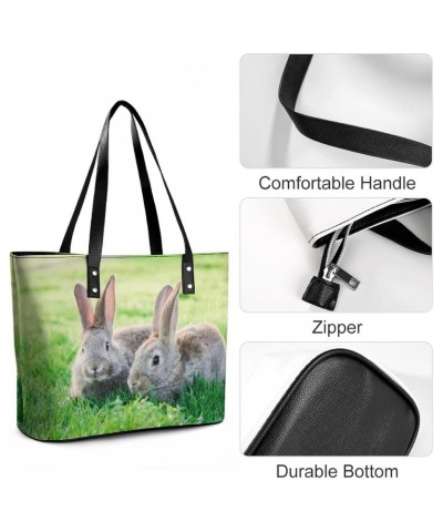 Womens Handbag Rabbits Leather Tote Bag Top Handle Satchel Bags For Lady $16.45 Totes