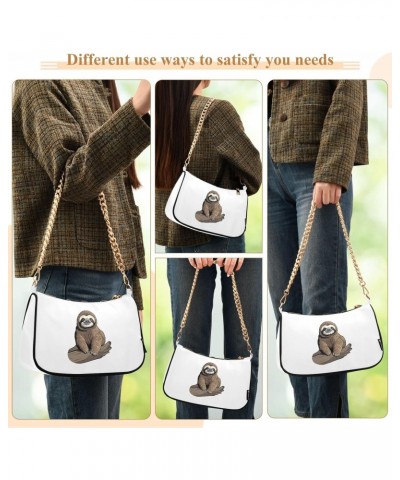 Cartoon Cute Sloth Clutch Shoulder Bag for Women, Hobo Tote Handbag with Gold Chain, Crossbody Bag with Zipper Closure $12.30...