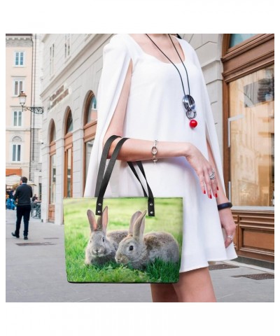 Womens Handbag Rabbits Leather Tote Bag Top Handle Satchel Bags For Lady $16.45 Totes