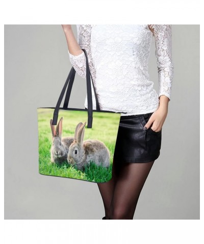 Womens Handbag Rabbits Leather Tote Bag Top Handle Satchel Bags For Lady $16.45 Totes