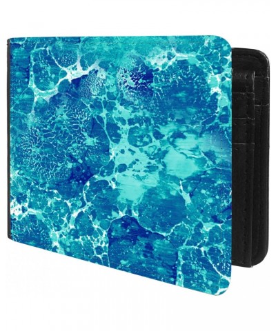 Unique Desige Pattern - Abstract Teal marble pattern, Slim Front Pocket Wallet Billfold RFID Blocking $12.50 Wallets