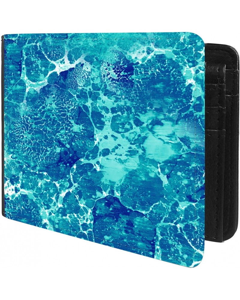 Unique Desige Pattern - Abstract Teal marble pattern, Slim Front Pocket Wallet Billfold RFID Blocking $12.50 Wallets