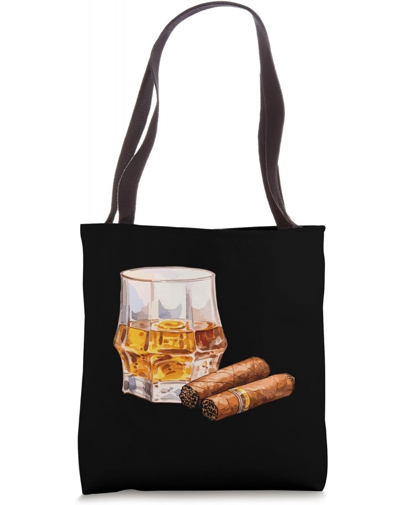 Cigar and Bourbon for Cigar Lounge Lovers Tote Bag $14.84 Totes