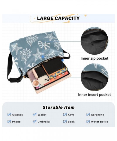 Crossbody Bag for Women Men Trendy Marine Shells Leather Casual Hobo Shoulder Bags Purses with Adjustable Strap Fashion Large...