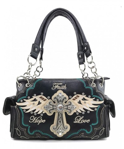 Women's Concealed Carry Angel Wings Cross Faith Hope Love Western Handbag Tote Purse Black Handbag Only $35.11 Totes