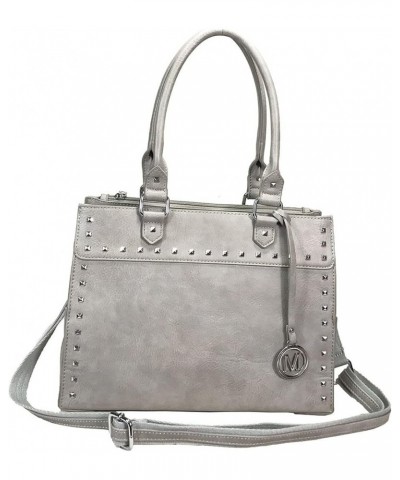 Medium Studded Gun Purse Leatherette Locking Concealed Carry Tote Purse Light Grey $22.90 Totes