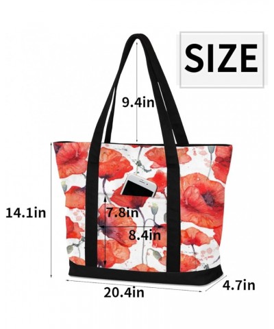 Tote Bag for Women Canvas Shoulder Bag Large Casual Handbag Lightweight Tote Bag with Zipper for Work Travel Shopping Waterco...