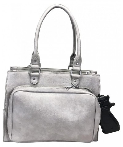 Medium Studded Gun Purse Leatherette Locking Concealed Carry Tote Purse Light Grey $22.90 Totes