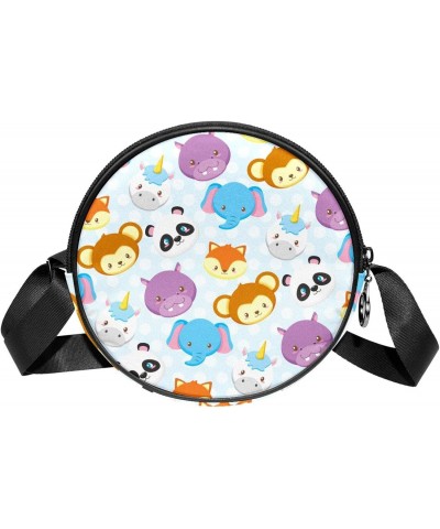 Cute Animals Faces Crossbody Bag for Women Teen Girls Round Canvas Shoulder Bag Purse Tote Handbag Bag $9.03 Totes