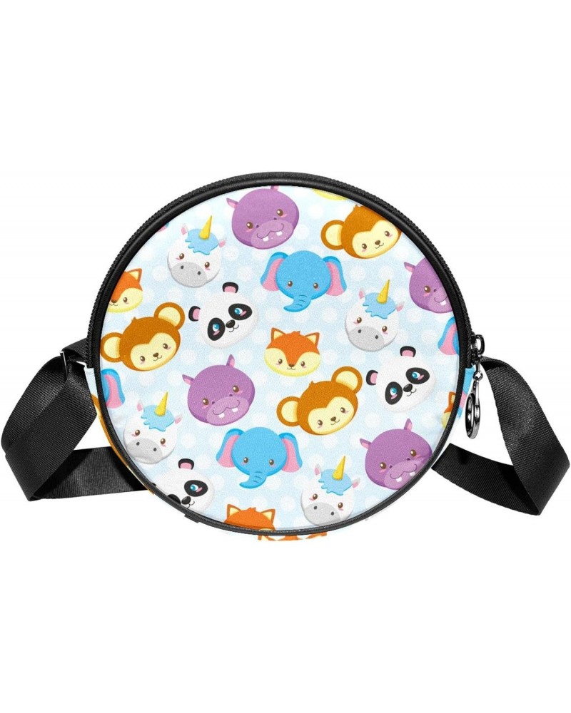 Cute Animals Faces Crossbody Bag for Women Teen Girls Round Canvas Shoulder Bag Purse Tote Handbag Bag $9.03 Totes