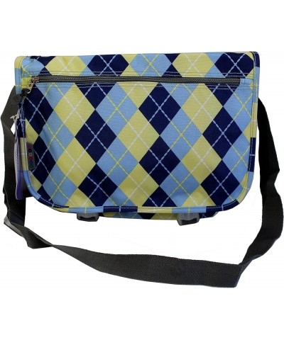 Women Fashion Fabric Crossbody Messenger Shoulder Bag Argyle-light Blue $20.79 Shoulder Bags