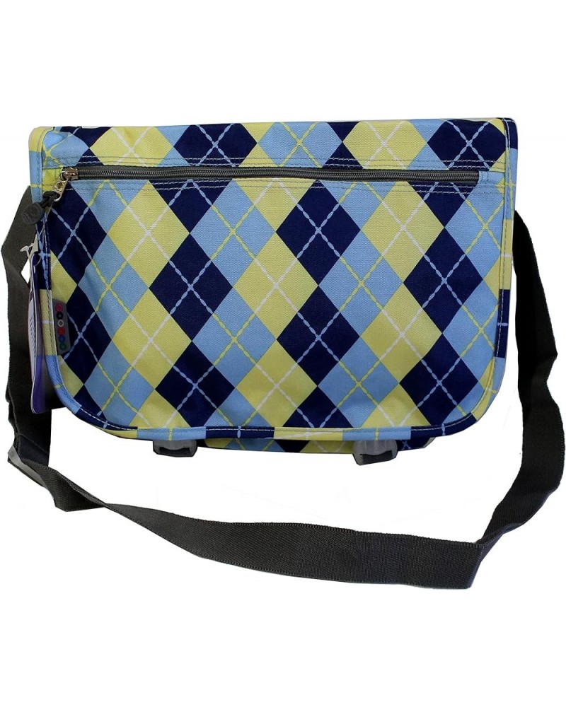 Women Fashion Fabric Crossbody Messenger Shoulder Bag Argyle-light Blue $20.79 Shoulder Bags