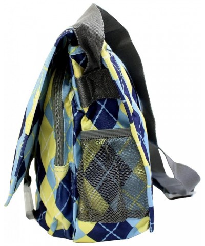 Women Fashion Fabric Crossbody Messenger Shoulder Bag Argyle-light Blue $20.79 Shoulder Bags