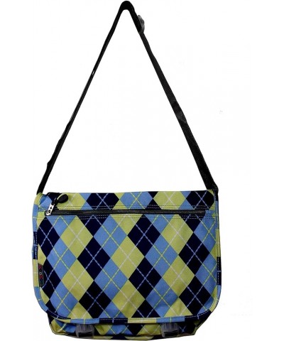 Women Fashion Fabric Crossbody Messenger Shoulder Bag Argyle-light Blue $20.79 Shoulder Bags