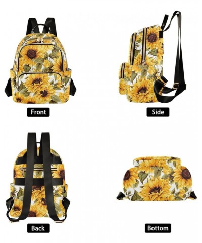 Sunflower Floral Backpack for Women Fashion Shoulder Bags Small Casual Daypack Travel Bag S 202a2000 S(10.23"x5.11"x12.59") 2...