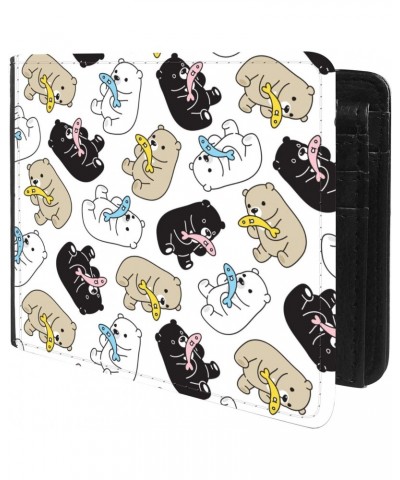 Unique Desige Pattern - Cute Polar Bears and Fishes, Slim Front Pocket Wallet Billfold RFID Blocking $10.63 Wallets