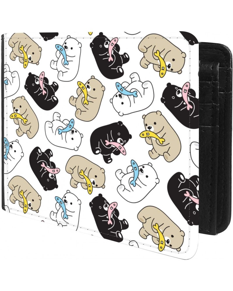 Unique Desige Pattern - Cute Polar Bears and Fishes, Slim Front Pocket Wallet Billfold RFID Blocking $10.63 Wallets