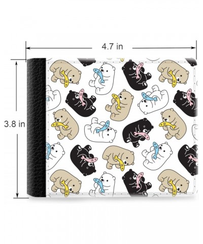 Unique Desige Pattern - Cute Polar Bears and Fishes, Slim Front Pocket Wallet Billfold RFID Blocking $10.63 Wallets