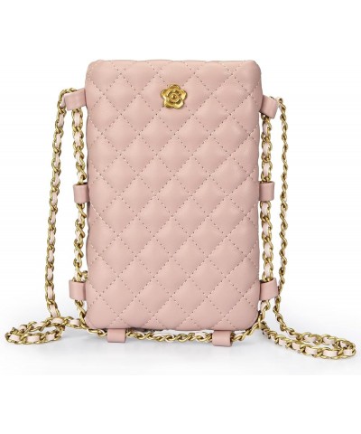 Small Crossbody Cell Phone Purse for Women Soft Chain Quilted Cellphone Wallet Bag B Pink $14.74 Crossbody Bags