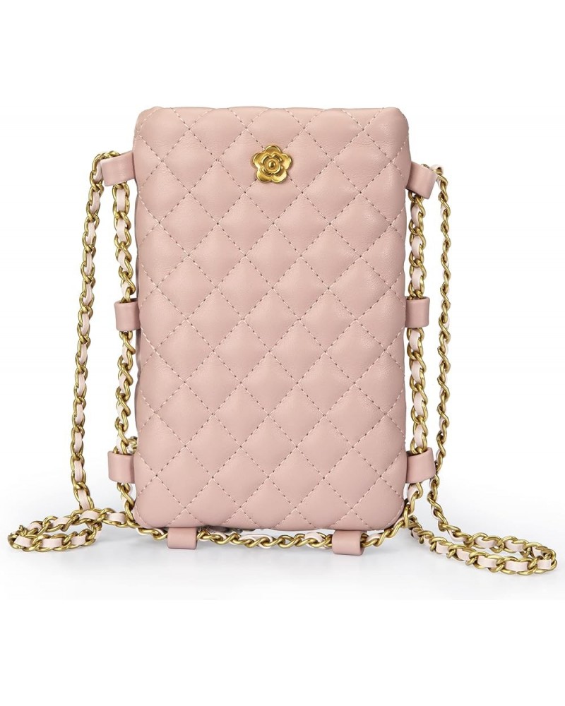 Small Crossbody Cell Phone Purse for Women Soft Chain Quilted Cellphone Wallet Bag B Pink $14.74 Crossbody Bags