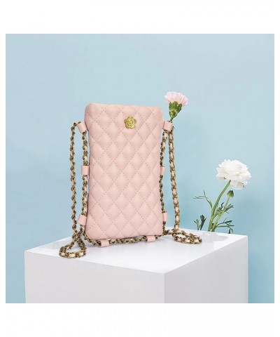 Small Crossbody Cell Phone Purse for Women Soft Chain Quilted Cellphone Wallet Bag B Pink $14.74 Crossbody Bags