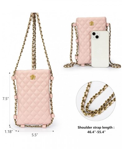 Small Crossbody Cell Phone Purse for Women Soft Chain Quilted Cellphone Wallet Bag B Pink $14.74 Crossbody Bags