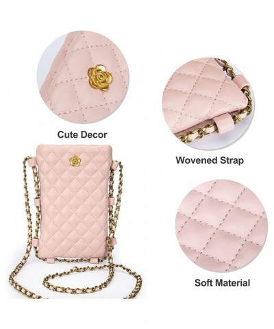 Small Crossbody Cell Phone Purse for Women Soft Chain Quilted Cellphone Wallet Bag B Pink $14.74 Crossbody Bags