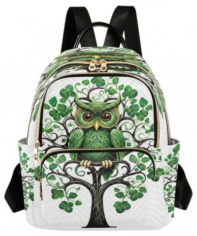 St. Patrick's Day Tree Owl Quilted Backpack for Women Shoulder Bags Purses Travel Bag for Nurse Work Daily M Small $16.42 Bac...