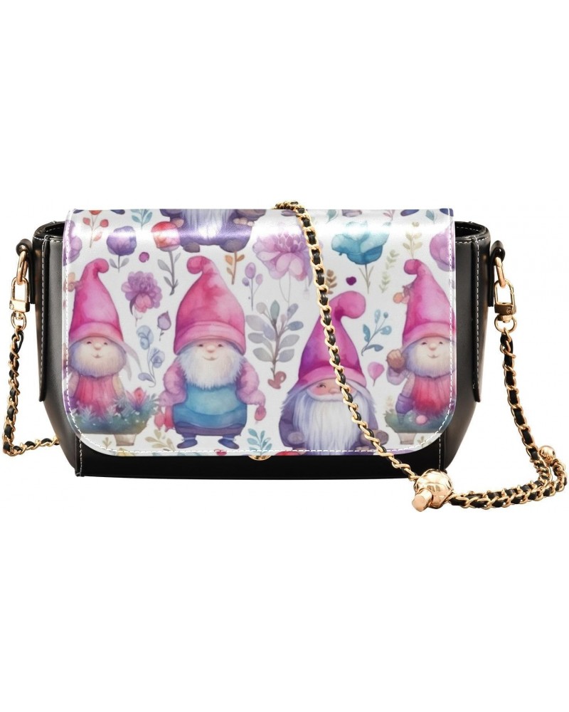 Cute Gnome Crossbody Bag for Women Girls,Leather Cross Body Purses Chain Strap Handbags Shoulder Bag $21.59 Crossbody Bags