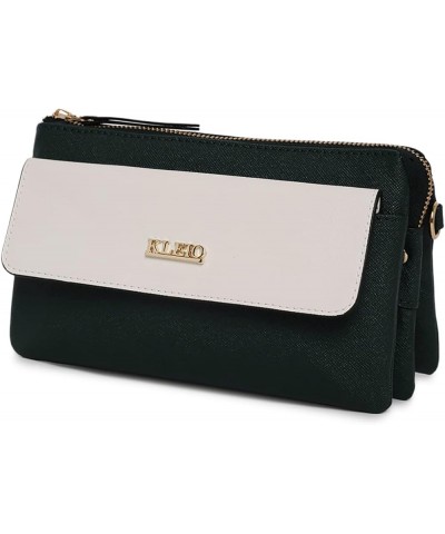 Women's Pu Leather Light Weight Mutlipurpose Zipper Side Sleek Cross Body Sling Handbag Dark Green $22.94 Crossbody Bags