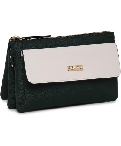 Women's Pu Leather Light Weight Mutlipurpose Zipper Side Sleek Cross Body Sling Handbag Dark Green $22.94 Crossbody Bags