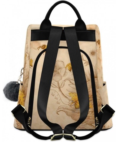 Sunflower Bee Retro Backpack Purse for Women Anti Theft Fashion Back Pack Shoulder Bag $18.40 Backpacks