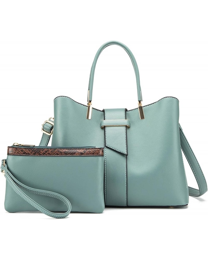 Purse and Handbag for Women PU Leather Trendy Top Handle Satchel Shoulder Bag Messenger Tote Bag with Clutch Set 2 Pcs Green ...