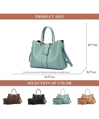 Purse and Handbag for Women PU Leather Trendy Top Handle Satchel Shoulder Bag Messenger Tote Bag with Clutch Set 2 Pcs Green ...