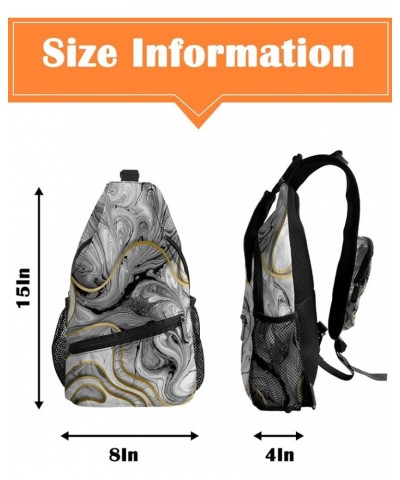 Sling Bag Crossbody Bag for Women Men Natural, Marble Pattern Waterproof Hiking Backpack Lightweight Chest Shoulder Bag Daypa...