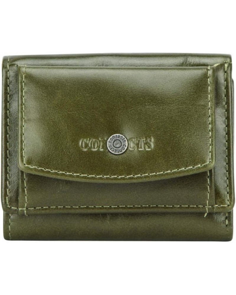 Women's wallet, first layer cowhide tri-fold coin purse, clutch bag-绿色 Green $26.87 Totes