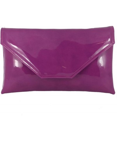 Womens Stylish Large Envelope Patent Clutch Bag/Shoulder Bag Wedding Party Prom Bag Damson Pink Purple $24.29 Clutches