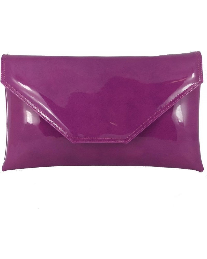 Womens Stylish Large Envelope Patent Clutch Bag/Shoulder Bag Wedding Party Prom Bag Damson Pink Purple $24.29 Clutches