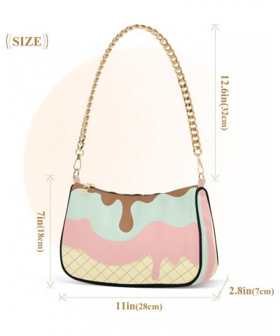 Sweet Ice Cream Small Chain Shoulder Bag for Women Travel Hobo Tote Handbag Clutch Purse with Zipper $13.20 Totes