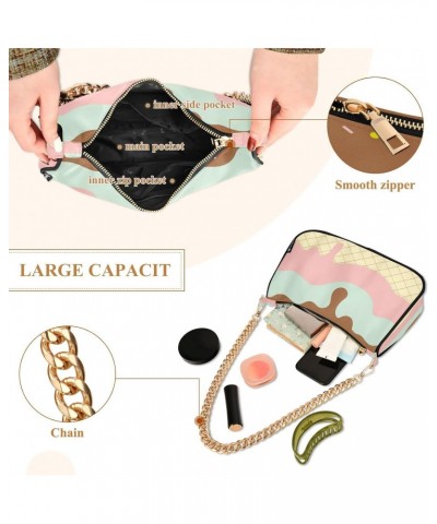 Sweet Ice Cream Small Chain Shoulder Bag for Women Travel Hobo Tote Handbag Clutch Purse with Zipper $13.20 Totes