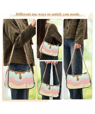 Sweet Ice Cream Small Chain Shoulder Bag for Women Travel Hobo Tote Handbag Clutch Purse with Zipper $13.20 Totes