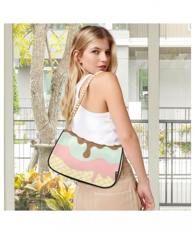 Sweet Ice Cream Small Chain Shoulder Bag for Women Travel Hobo Tote Handbag Clutch Purse with Zipper $13.20 Totes