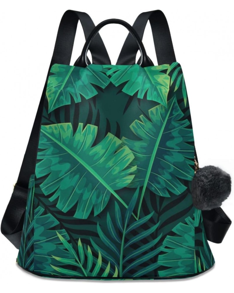 Women Fashion Backpack Tropical Green Leaves print, Anti Theft Casual Daypack Shoulder Bag Purse for Travel Work 15 inches $1...