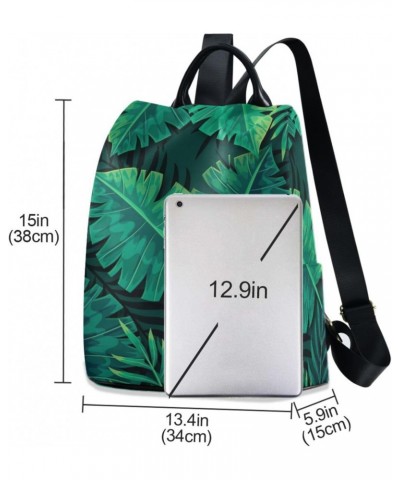 Women Fashion Backpack Tropical Green Leaves print, Anti Theft Casual Daypack Shoulder Bag Purse for Travel Work 15 inches $1...