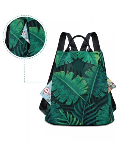 Women Fashion Backpack Tropical Green Leaves print, Anti Theft Casual Daypack Shoulder Bag Purse for Travel Work 15 inches $1...