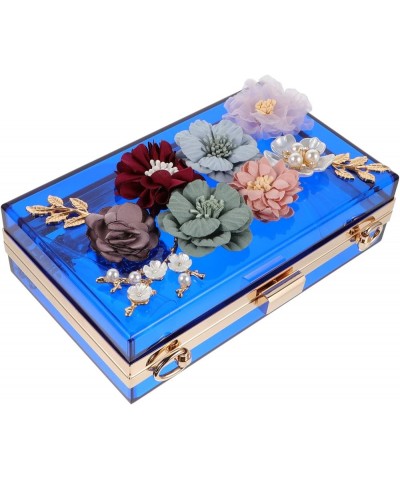 Women Evening Bag Acrylic Flower Fashion Clutch Purse Small Square Bag Bride Wedding Party Handbags Blue $13.65 Evening Bags