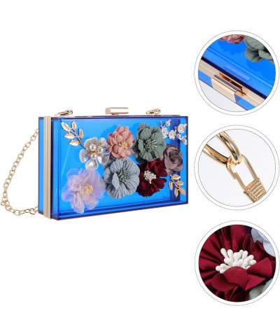 Women Evening Bag Acrylic Flower Fashion Clutch Purse Small Square Bag Bride Wedding Party Handbags Blue $13.65 Evening Bags