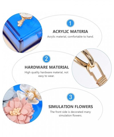 Women Evening Bag Acrylic Flower Fashion Clutch Purse Small Square Bag Bride Wedding Party Handbags Blue $13.65 Evening Bags